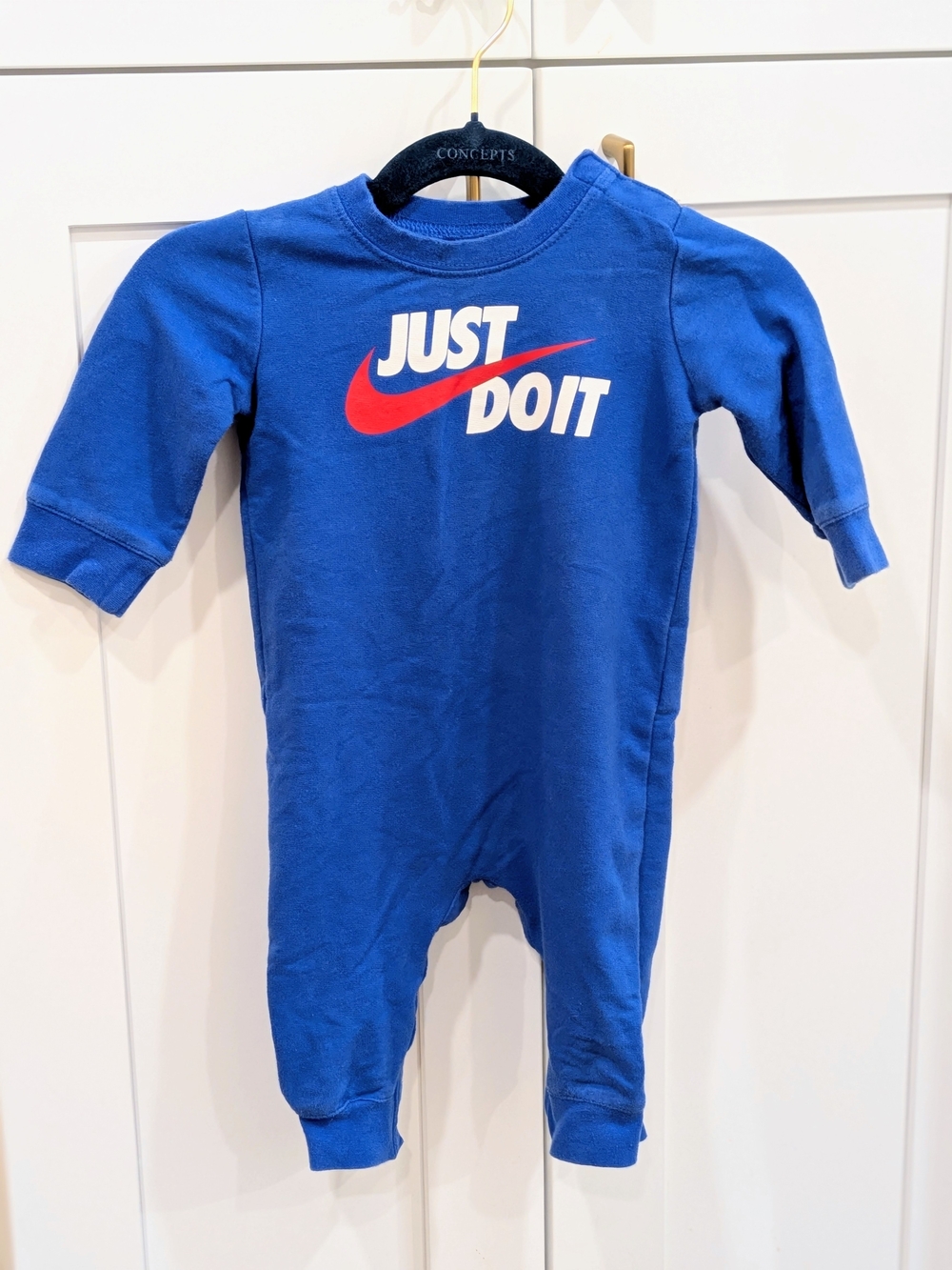 Nike Kids Blue "Just Do It" One-Piece Romper